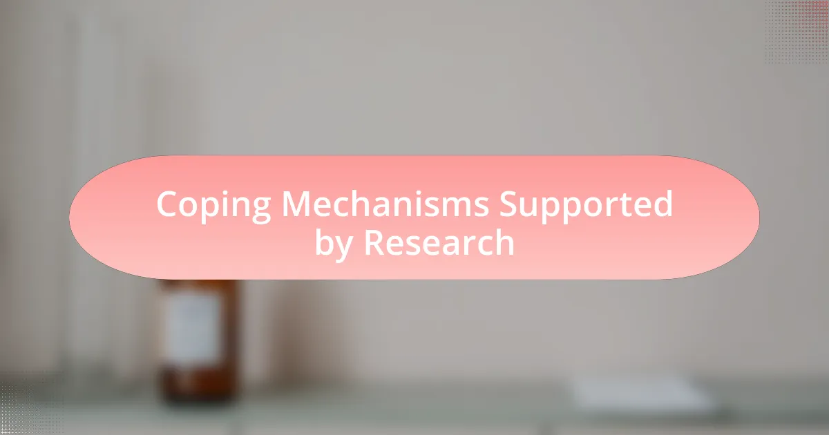 Coping Mechanisms Supported by Research