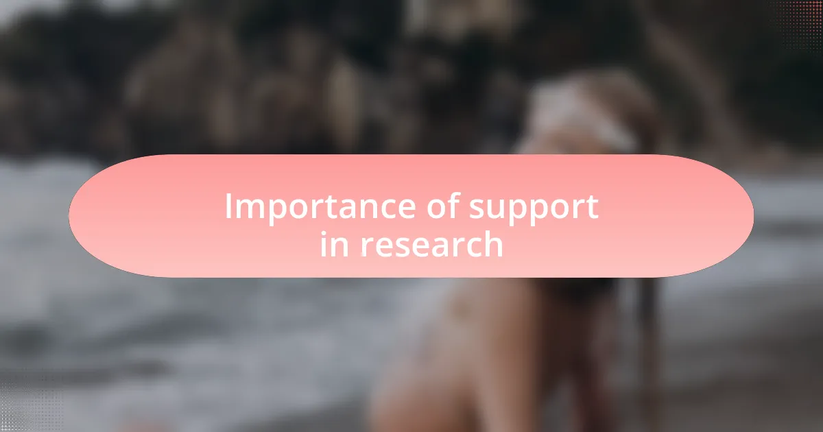 Importance of support in research