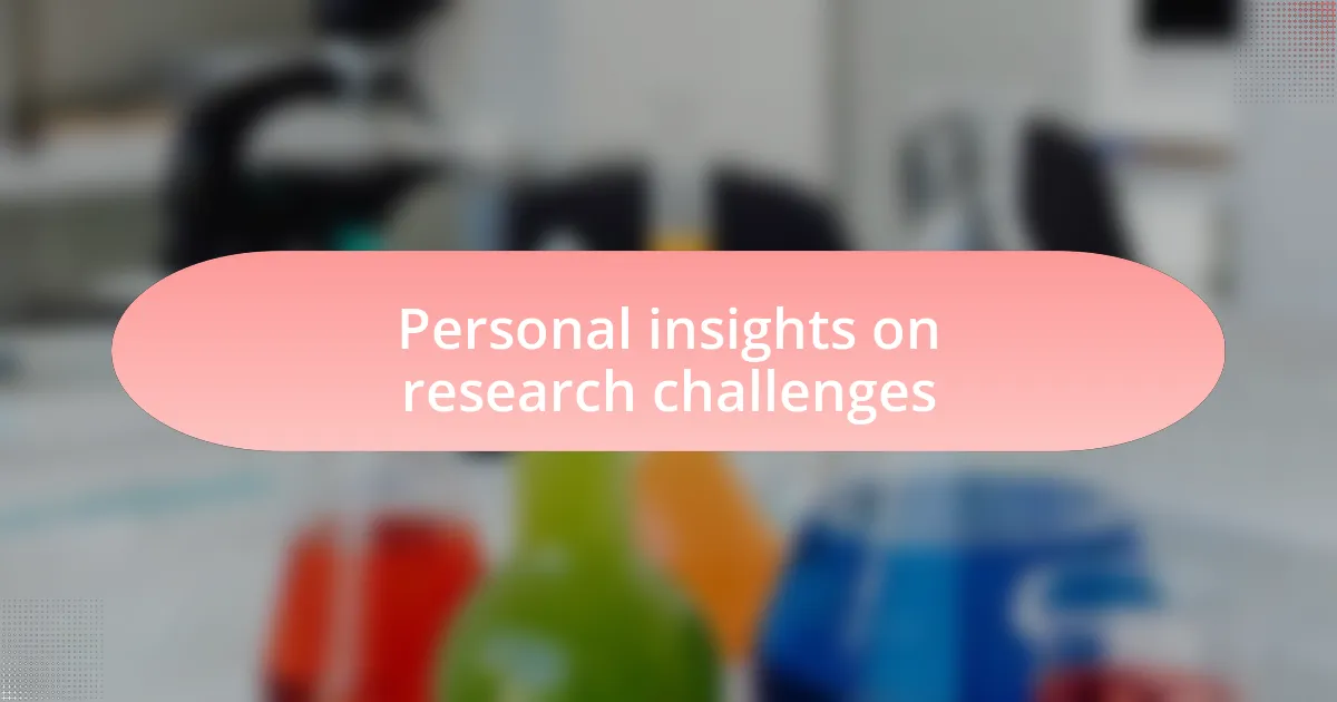 Personal insights on research challenges
