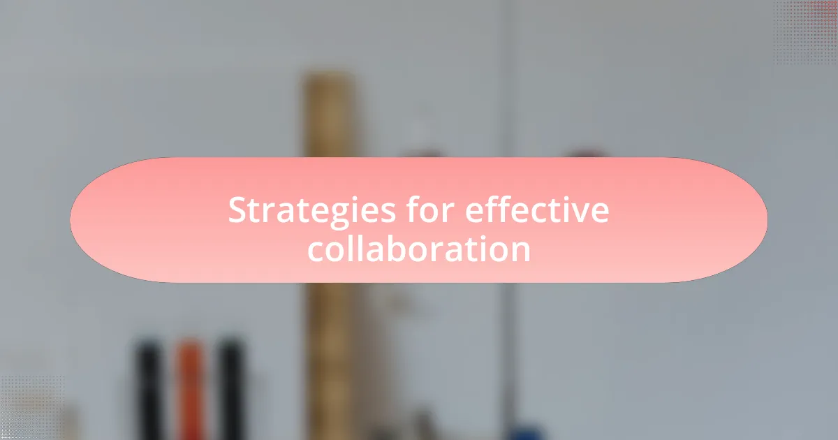 Strategies for effective collaboration