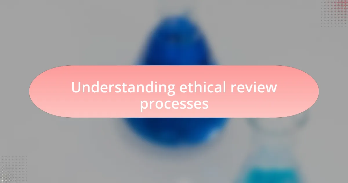 Understanding ethical review processes