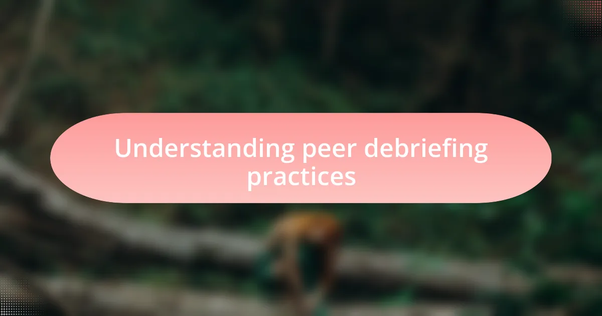 Understanding peer debriefing practices